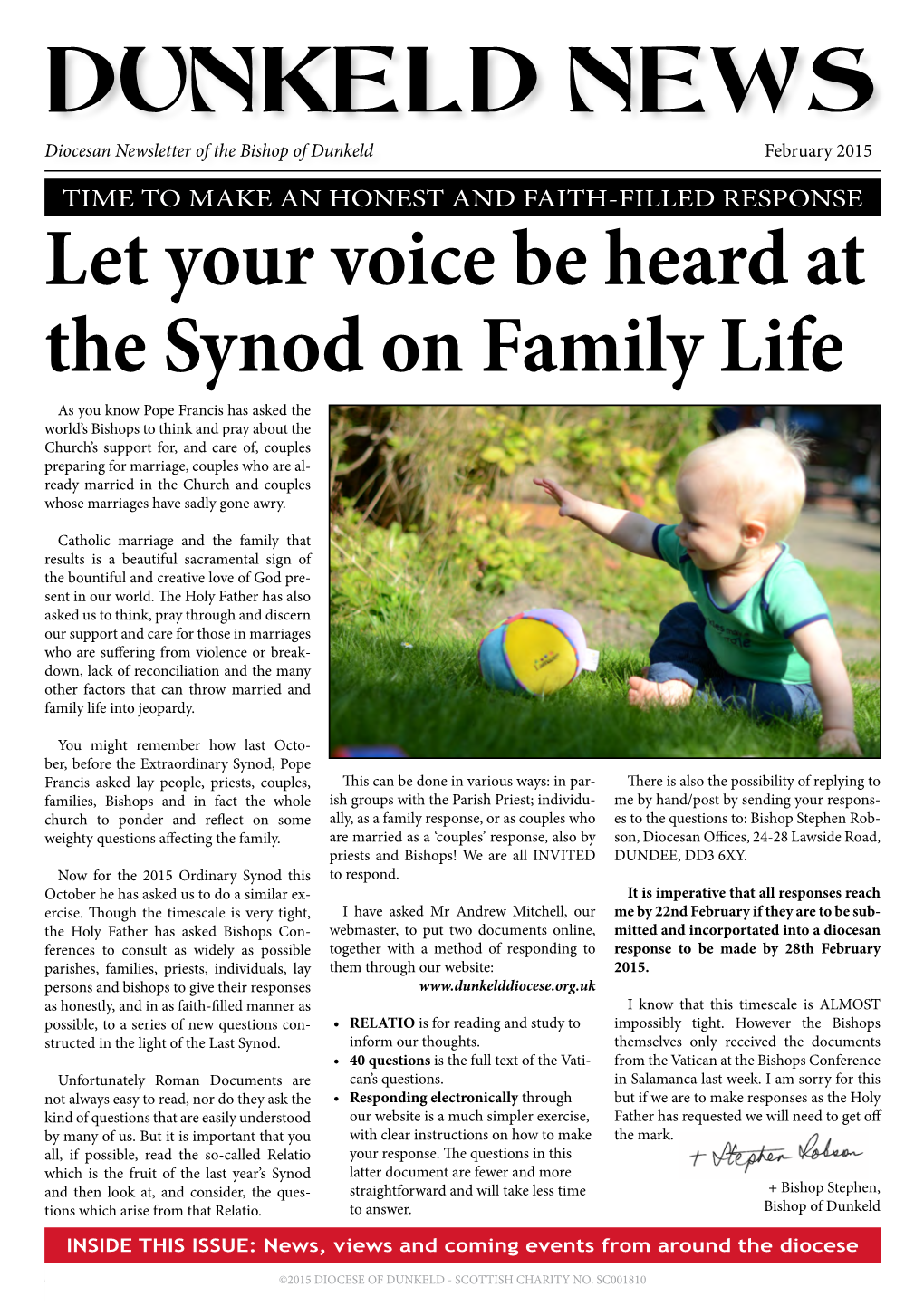 DUNKELD NEWS Diocesan Newsletter of the Bishop of Dunkeld February 2015