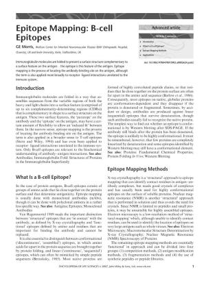 "Epitope Mapping: B-Cell Epitopes". In: Encyclopedia of Life Sciences