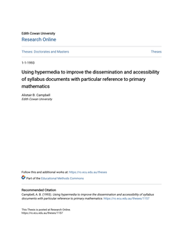 Using Hypermedia to Improve the Dissemination and Accessibility of Syllabus Documents with Particular Reference to Primary Mathematics
