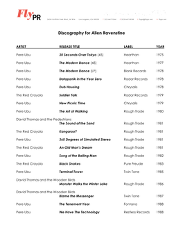 Allen Ravenstine WFTB Discography