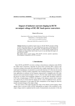 Impact of Inductor Current Ringing in DCM on Output Voltage of DC-DC Buck Power Converters