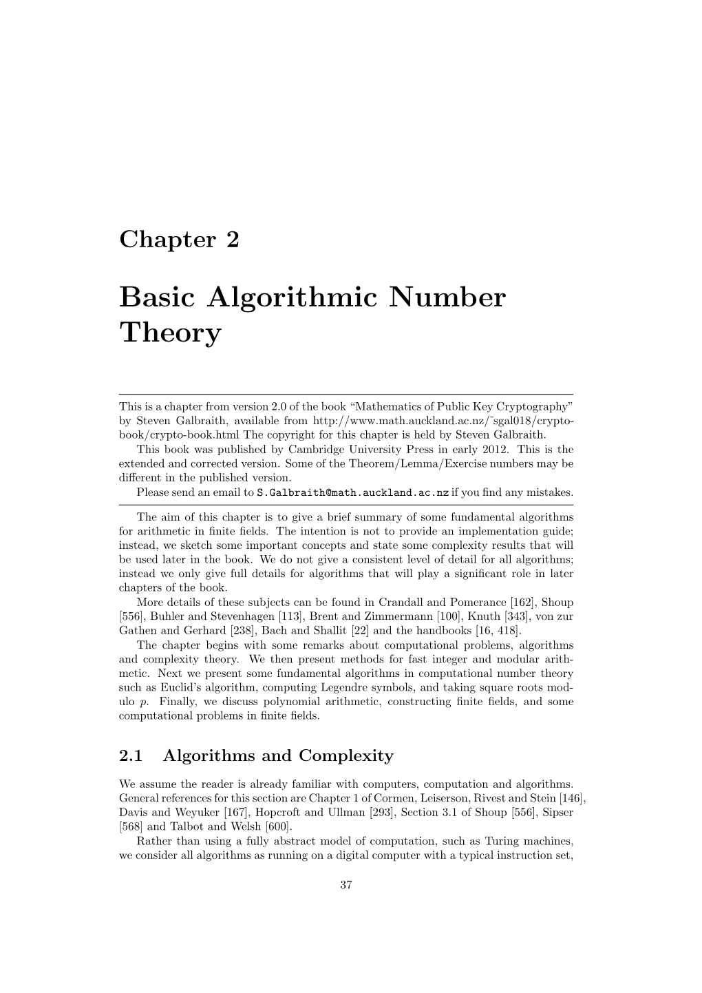 Basic Algorithmic Number Theory