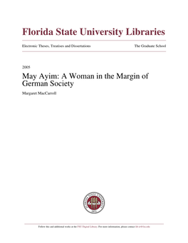 May Ayim: a Woman in the Margin of German Society Margaret Maccarroll