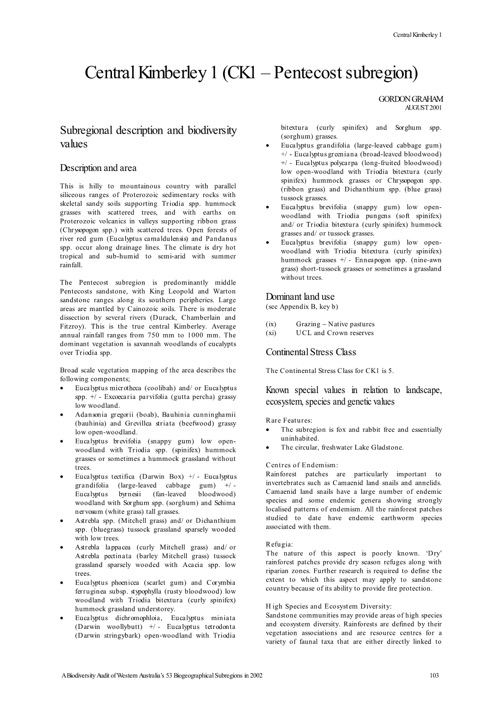 Central Kimberley 1 (CK1 – Pentecost Subregion)