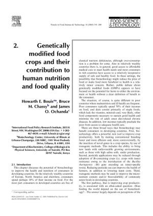 2. Genetically Modified Food Crops and Their Contribution to Human