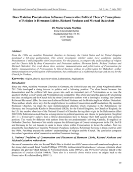 Conceptions of Religion in Hermann Lübbe, Richard Neuhaus and Michael Oakeshott