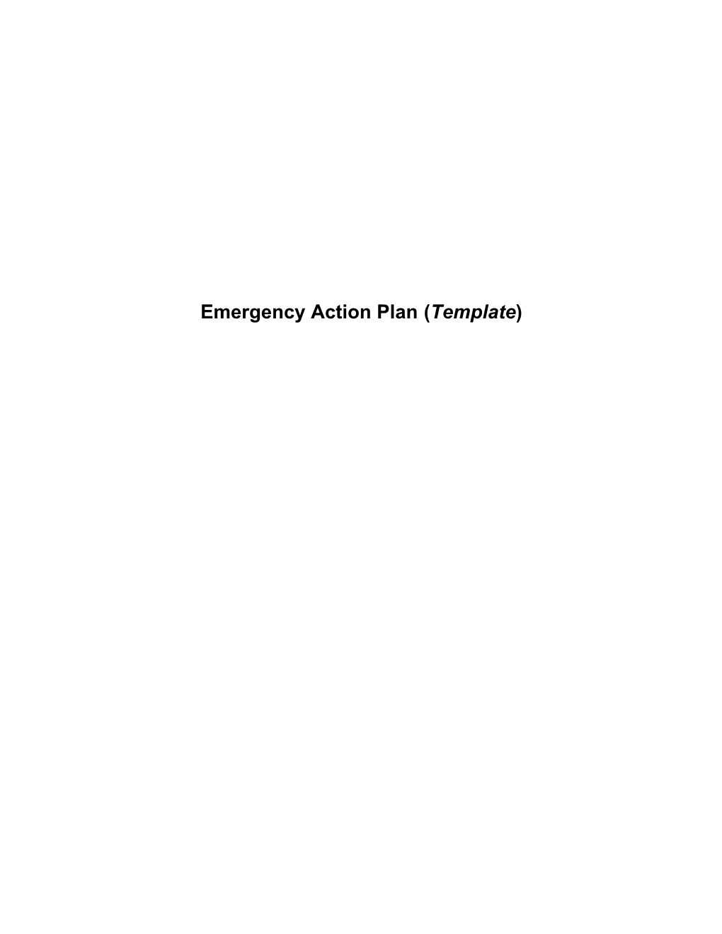 Emergency Action Plan (Template)