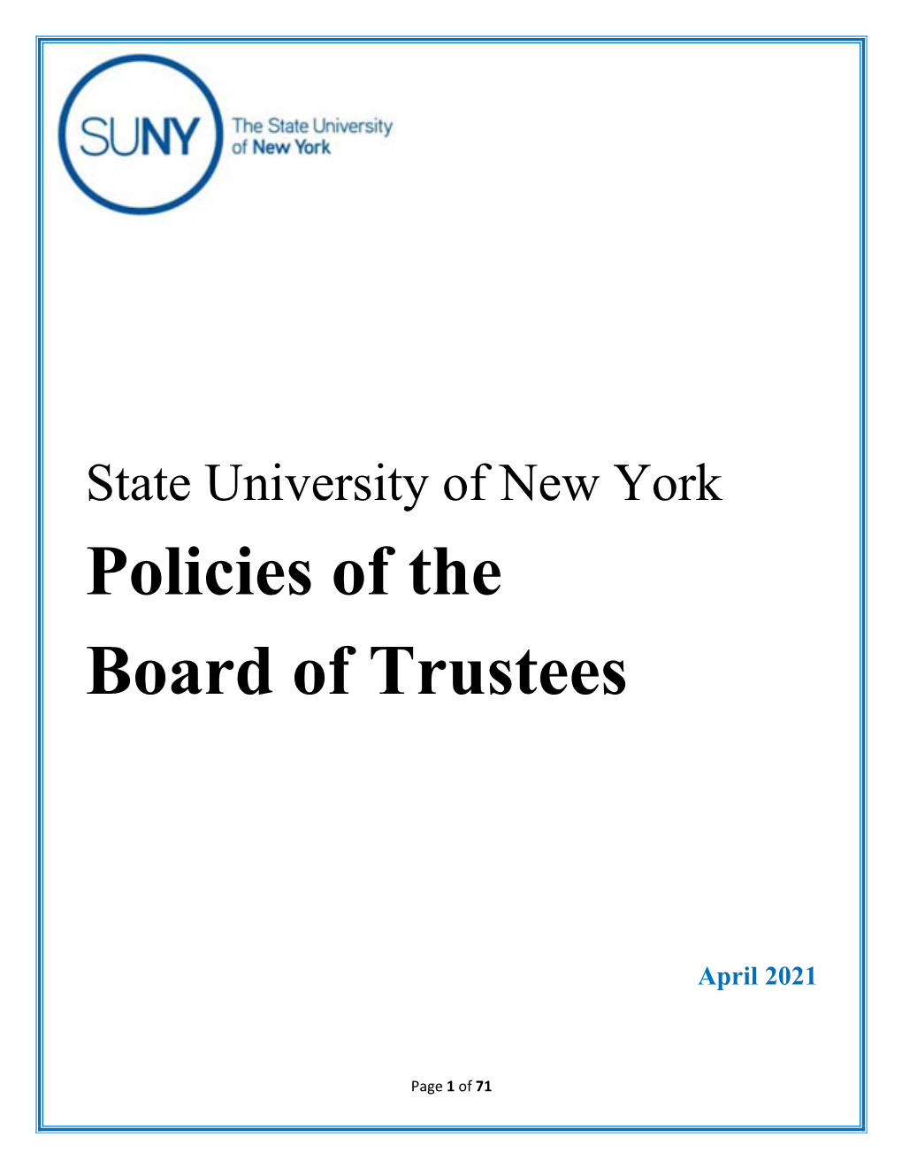 Policies of the Board of Trustees