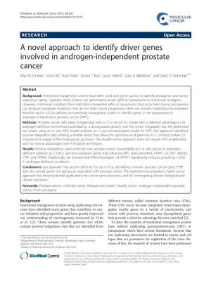 A Novel Approach to Identify Driver Genes Involved in Androgen-Independent Prostate Cancer