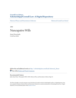 Nuncupative Wills Stuart Dixon Jenks Cornell Law School