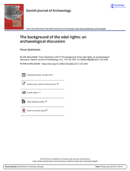 The Background of the Odal Rights: an Archaeological Discussion