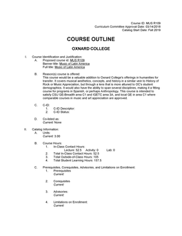 Oxnard Course Outline