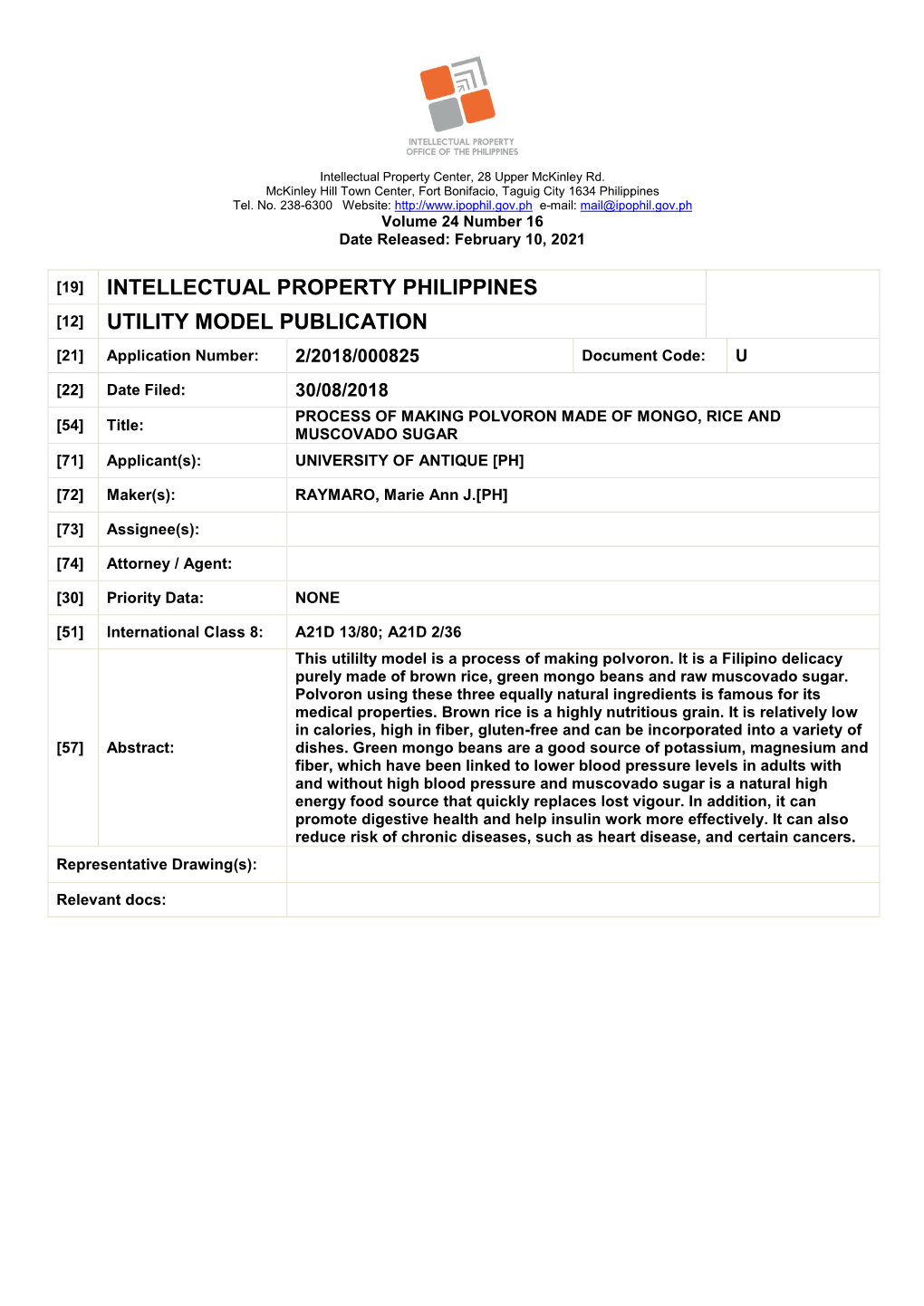 [19] Intellectual Property Philippines [12] Utility Model