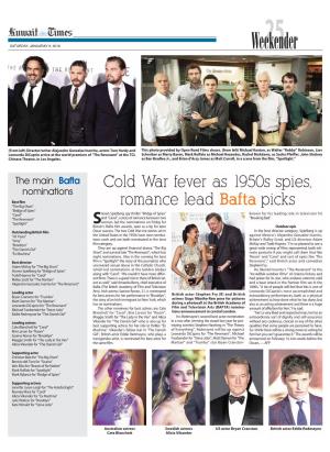 Cold War Fever As 1950S Spies, Romance Lead Bafta Picks