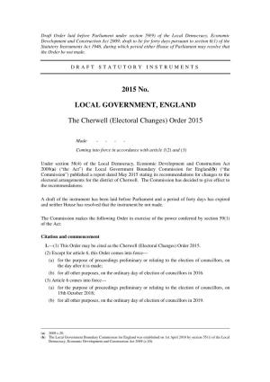 Electoral Changes) Order 2015