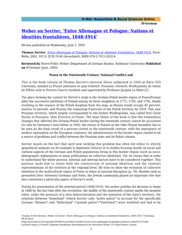 Weber on Serrier, 'Entre Allemagne Et Pologne: Nations Et Identités Frontalières, 1848-1914'