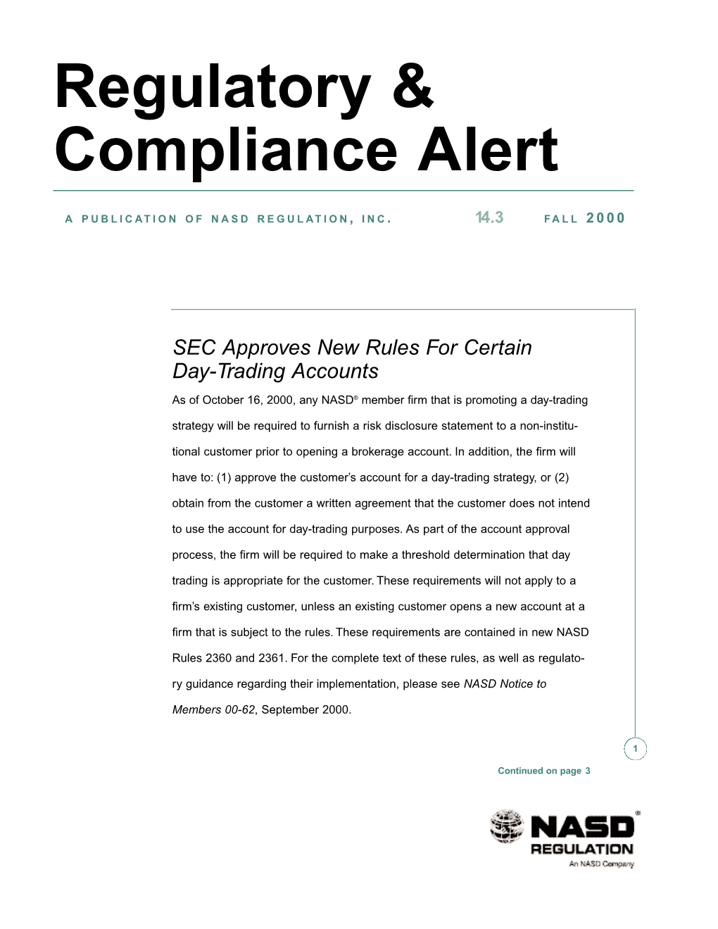Regulatory & Compliance Alert