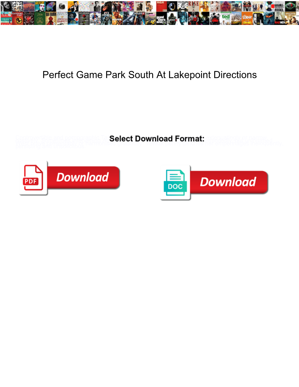 Perfect Game Park South at Lakepoint Directions