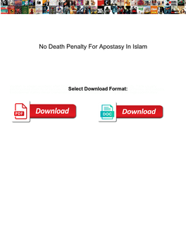 No Death Penalty for Apostasy in Islam