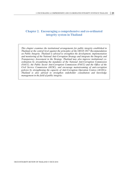 Chapter 2. Encouraging a Comprehensive and Co-Ordinated Integrity System in Thailand
