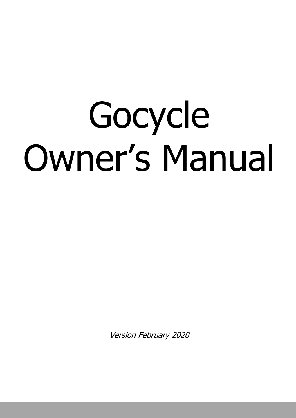 Gocycle Owner's Manual
