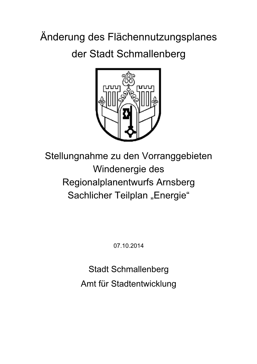 Änderung Des Flächennutzungsplanes Der Stadt Schmallenberg