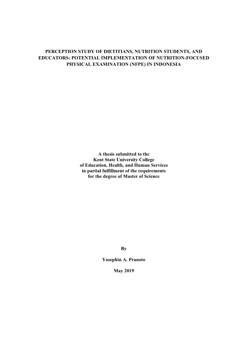 Potential Implementation of Nutrition-Focused Physical Examination (Nfpe) in Indonesia