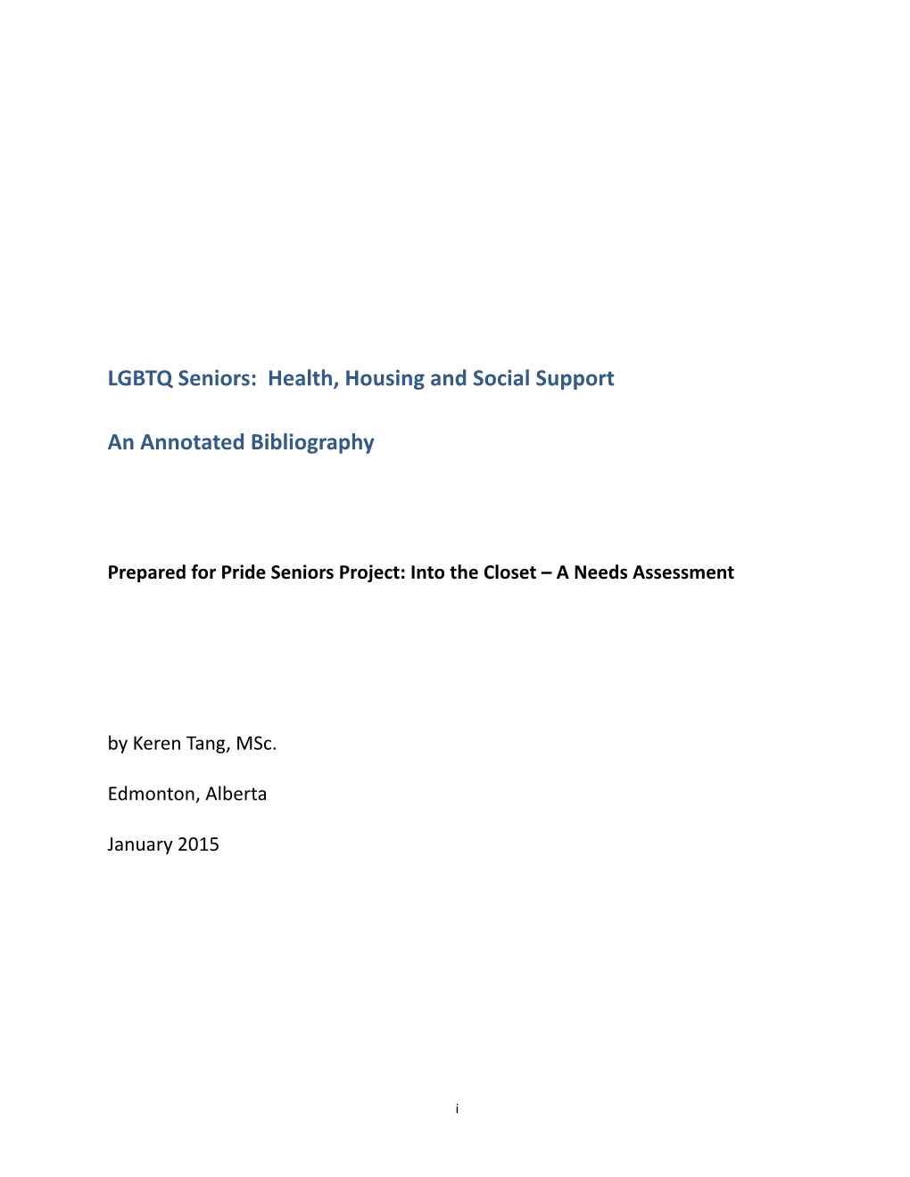 LGBTQ Seniors and Housing Annotated Bibliography