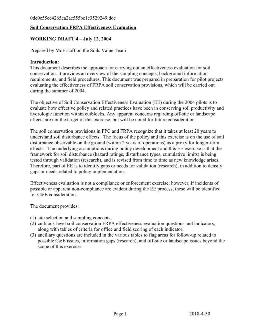 Soil Conservation FRPA Effectiveness Evaluation s1