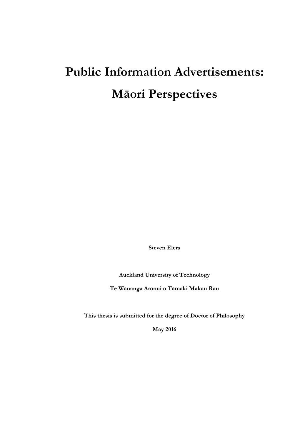 Public Information Advertisements: Māori Perspectives