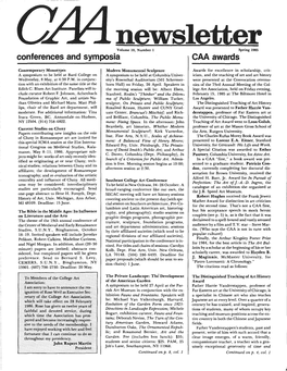 Spring 1985 CAA Newsletter