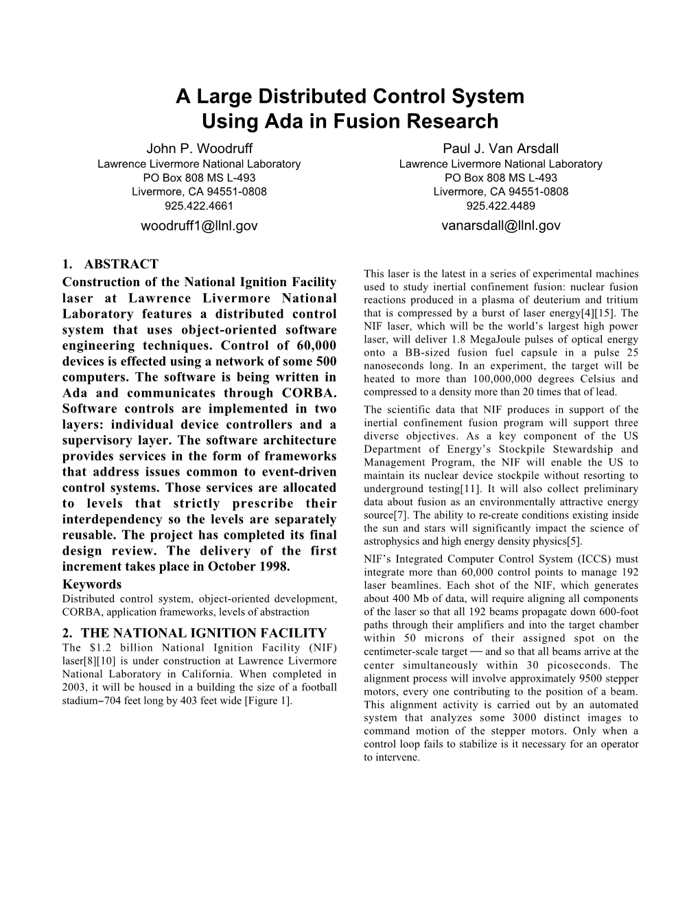 A Large Distributed Control System Using Ada in Fusion Research John P