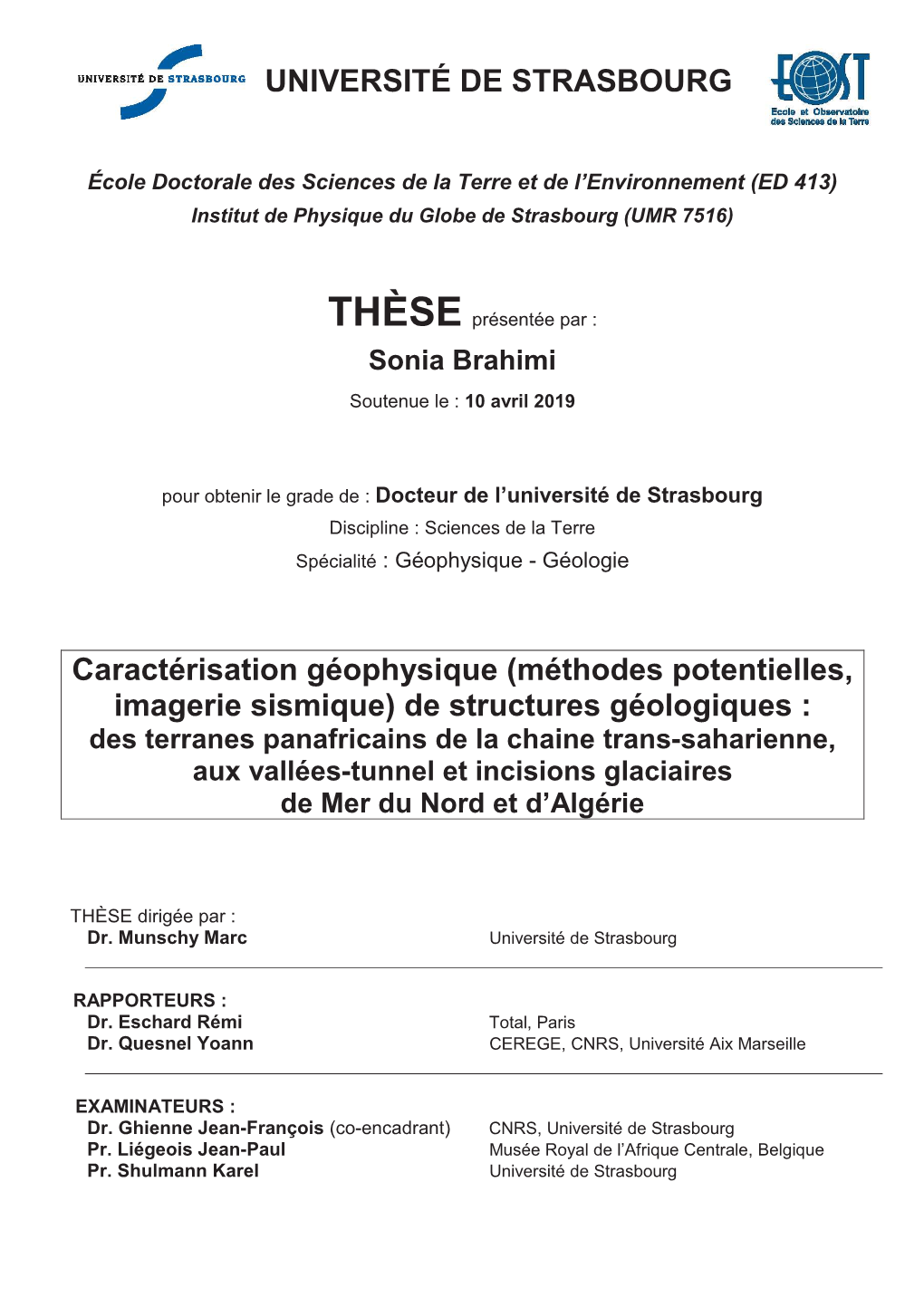 (Méthodes Potentielles, Imagerie Sismique) De Structures Géologiques