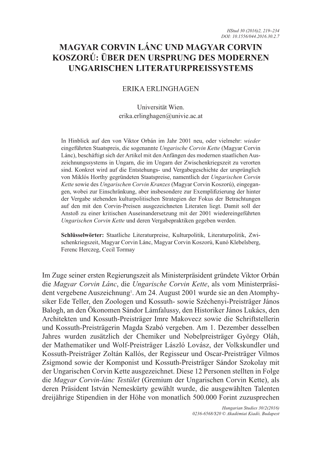 Hungarian Studies 30/2(2016) 0236-6568/$20 © Akadémiai Kiadó, Budapest