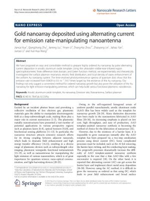 Gold Nanoarray Deposited Using Alternating Current for Emission Rate