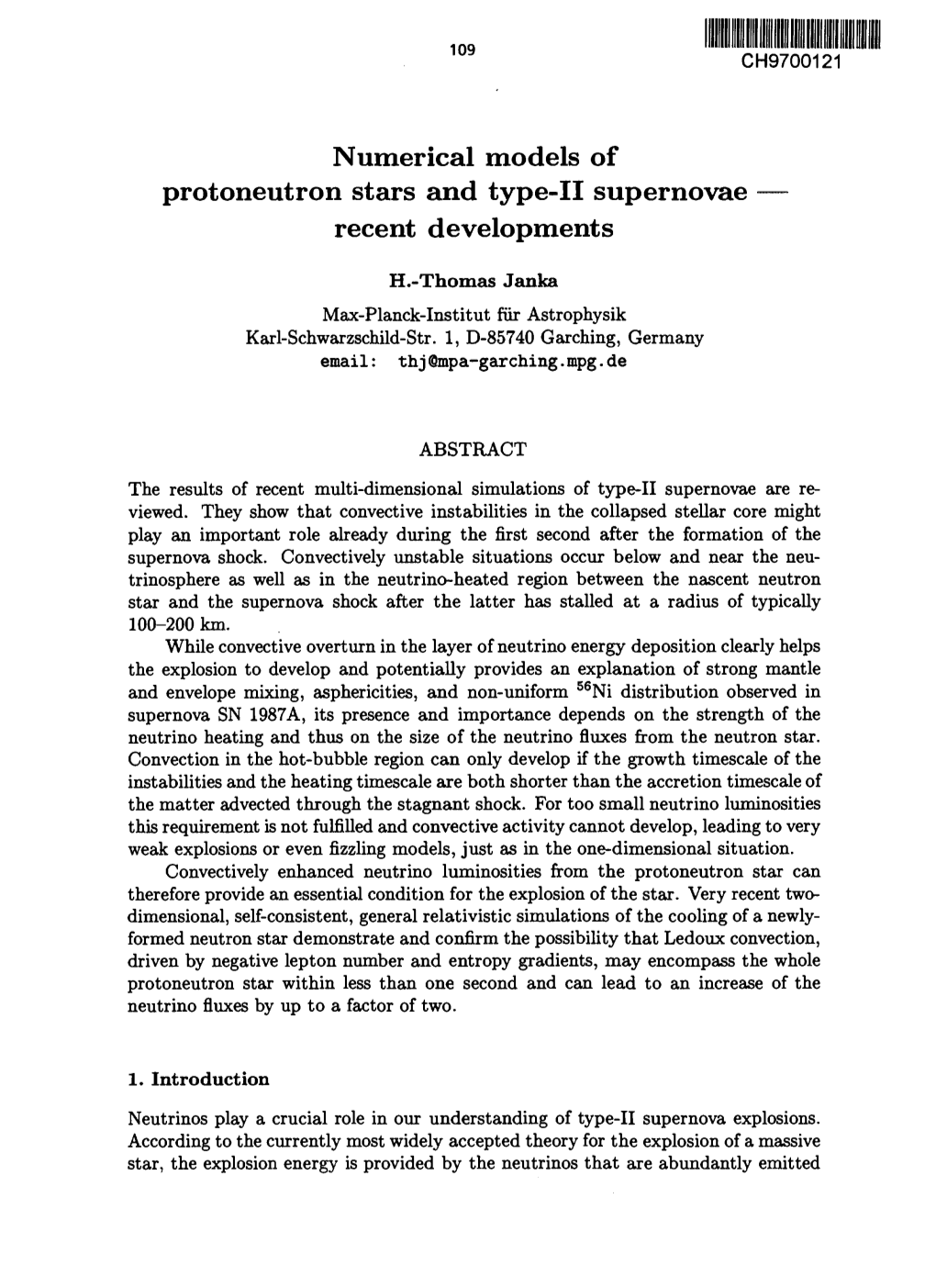 Numerical Models of Protoneutron Stars and Type-II Supernovae Recent Developments