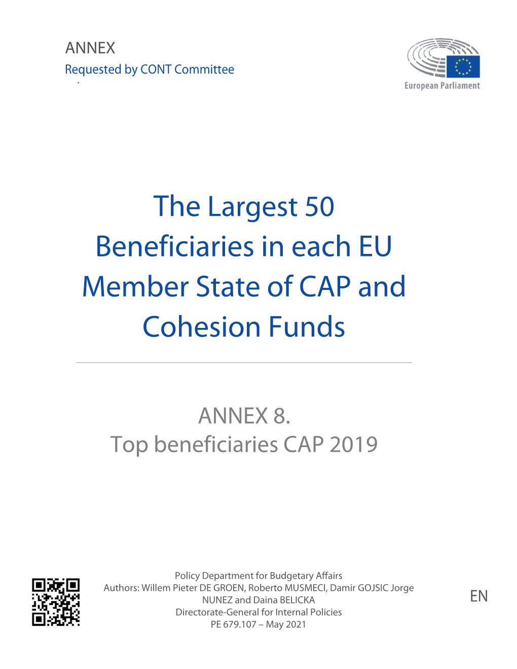 Annex 7, the Largest 50 Beneficiaries in Each EU Member State of CAP