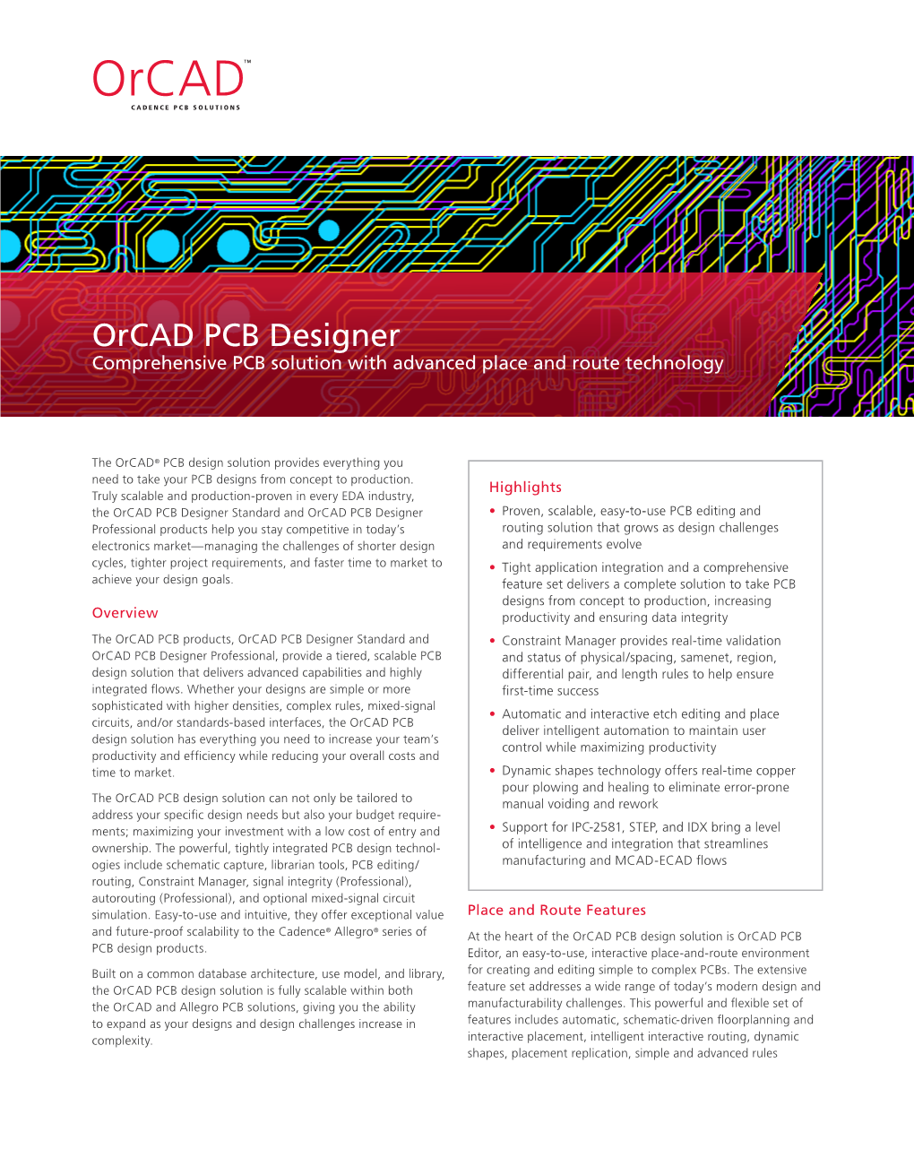 Orcad PCB Designer Comprehensive PCB Solution with Advanced Place and Route Technology