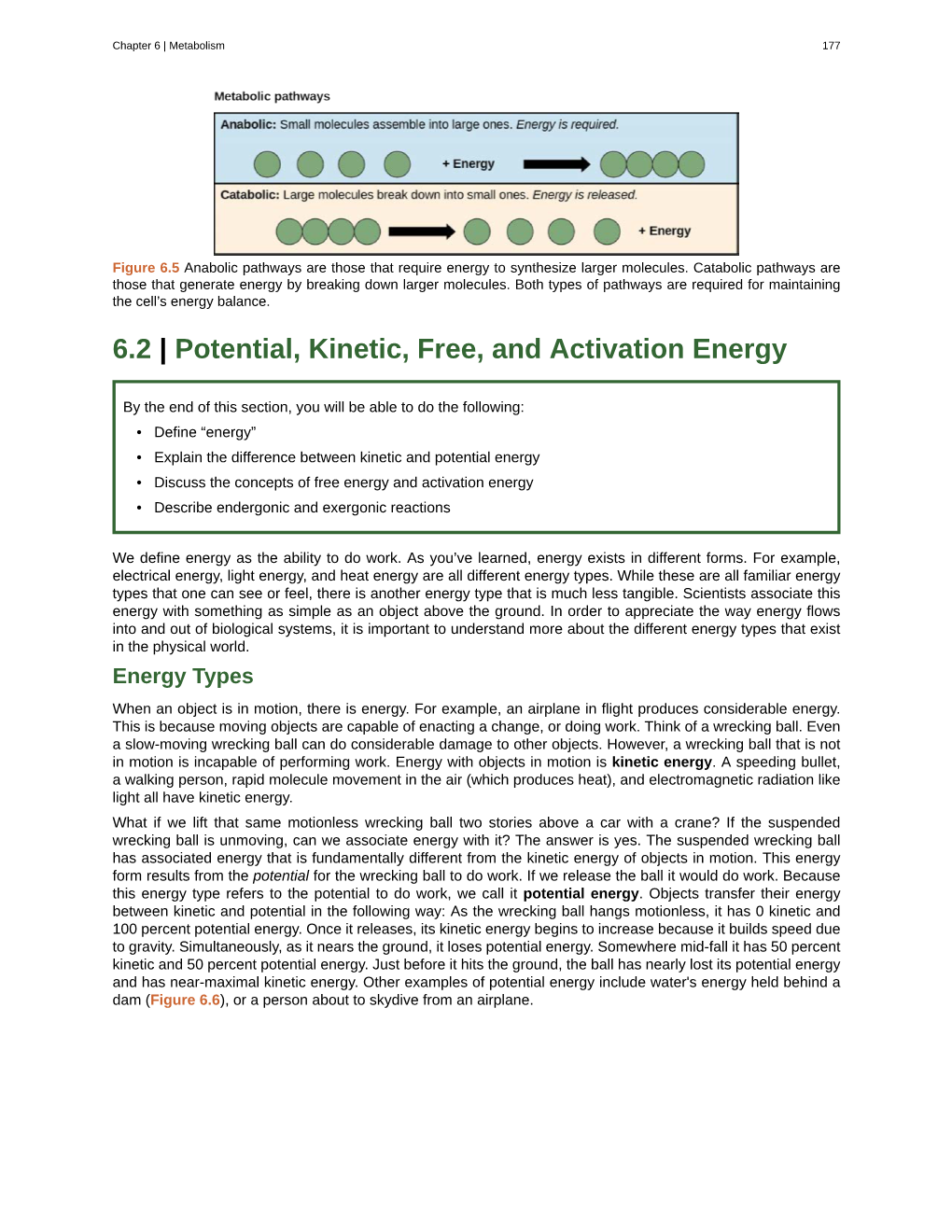 6.2 Potential, Kinetic, Free, and Activation Energy