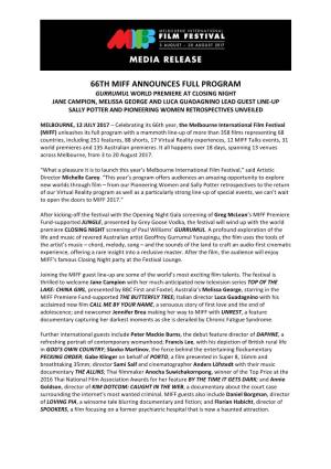 66Th Miff Announces Full Program