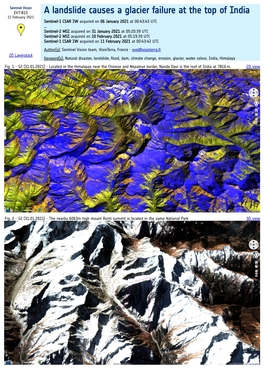 A Landslide Causes a Glacier Failure at the Top of India 11 February 2021 Sentinel-1 CSAR IW Acquired on 06 January 2021 at 00:43:43 UTC