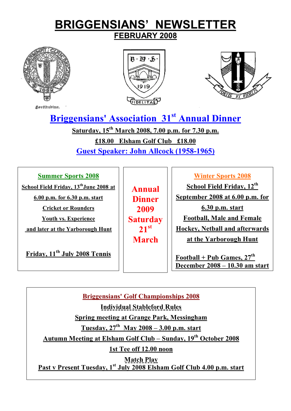 2008-Briggensians Newsletter