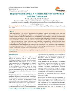 Hyperprolactinaemia: a Monster Between the Woman and Her Conception *Seriki A