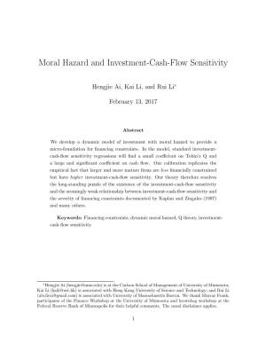 Moral Hazard and Investment-Cash-Flow Sensitivity