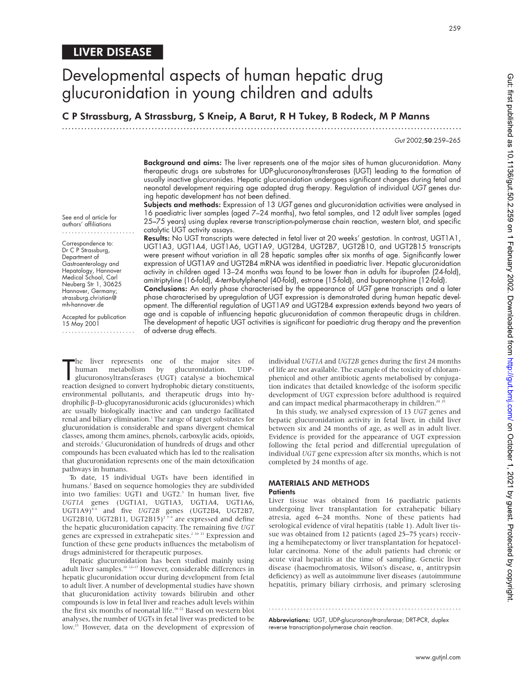 Developmental Aspects of Human Hepatic Drug Glucuronidation