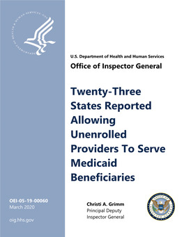 Twenty-Three States Reported Allowing Unenrolled Providers to Serve Medicaid Beneficiaries