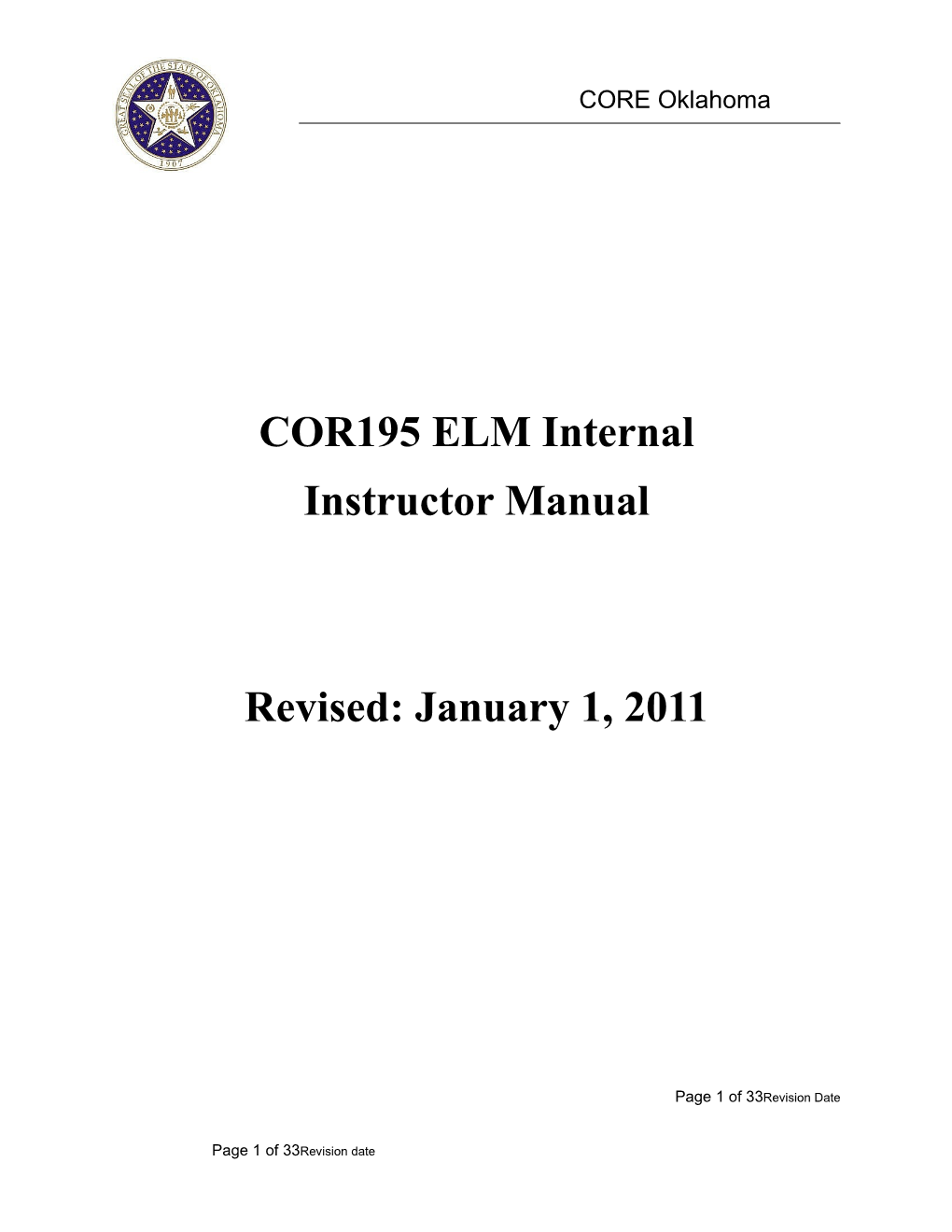 COR 195 ELM Internal Instructor Manual