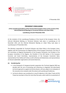 Luxembourg Presidency Conclusions 2015-11-27 (Final)