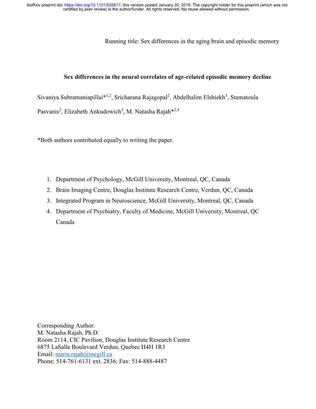 Sex Differences in the Neural Correlates of Age-Related Episodic Memory Decline