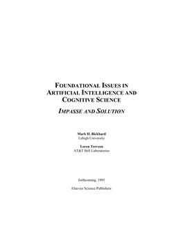 Foundational Issues in Artificial Intelligence and Cognitive Science Impasse and Solution